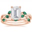 14KR Moissanite Willow Bridal Set With Lab Emerald Accents, smalltop view