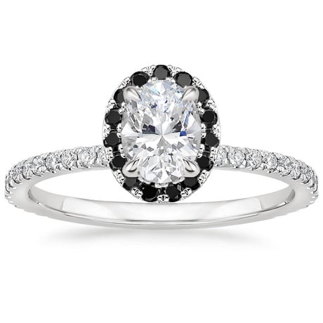 18K White Gold Waverly Diamond Ring with Black Diamond Accents with Luxe Ballad Diamond Ring