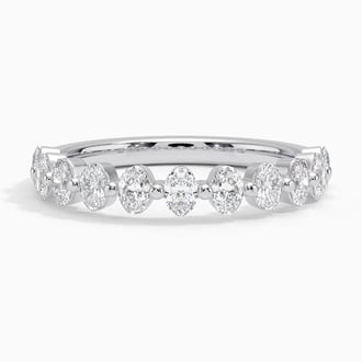 Ellipse Oval Diamond Ring in 18K White Gold