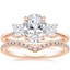 14K Rose Gold Princess Cut Three Stone Diamond Ring with Flair Diamond Ring (1/6 ct. tw.)