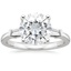 Platinum Tapered Baguette Three Stone Diamond Ring, smalltop view