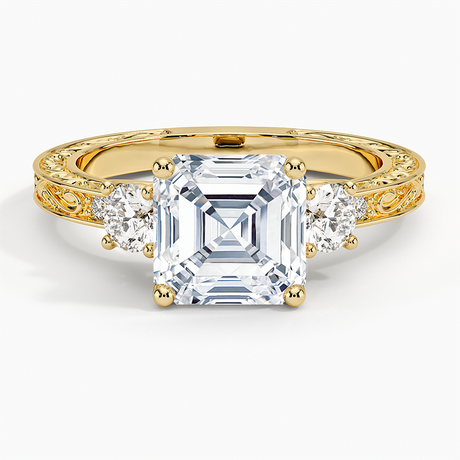 Antique Scroll Engraved Three Stone Diamond Ring (1/3 ct. tw.)