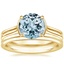 18KY Aquamarine Jade Trau Alure Solitaire Ring with Sorella Double Wedding Ring, smalltop view
