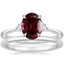 18K White Gold Cecily Diamond Ring with Petite Comfort Fit Wedding Ring
