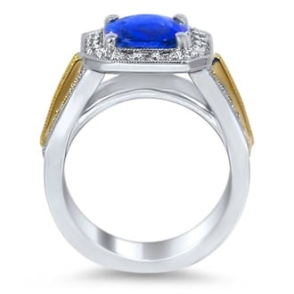 Custom Two-Toned Milgrain Halo Ring