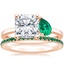 14K Rose Gold Viridian Toi et Moi Diamond Ring with Luxe Ballad Emerald Ring