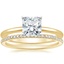 18K Yellow Gold Four-Prong Petite Comfort Fit Ring with Whisper Eternity Diamond Ring