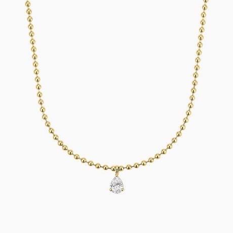 Pear Lab Diamond Solitaire Bead Chain Pendant