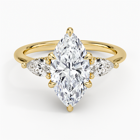 18K Yellow Gold Adorned Opera Three Stone Diamond Ring (1/2 ct. tw.)