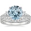 18KW Aquamarine Antique Scroll Three Stone Trellis Diamond Bridal Set, smalltop view