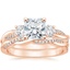 14K Rose Gold Three Stone Petite Twisted Vine Diamond Bridal Set (1/2 ct. tw.)