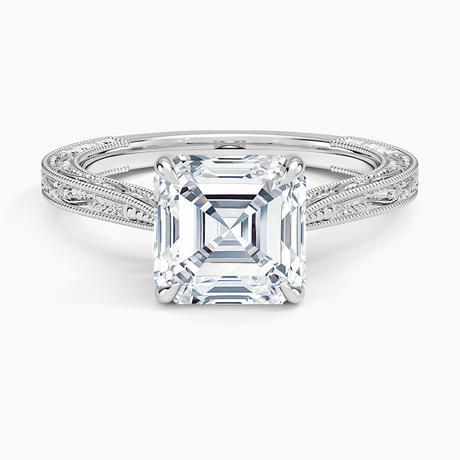18K White Gold Elsie Engraved Ring