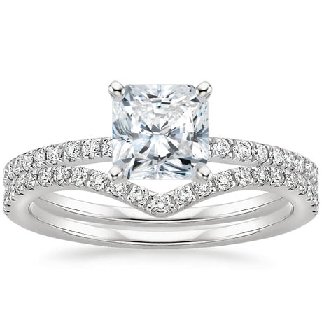 18K White Gold Ballad Diamond Ring (1/8 ct. tw.) with Flair Diamond Ring (1/6 ct. tw.)