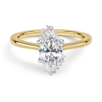 Custom Split Halo Diamond Mixed Metal Ring