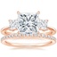 14K Rose Gold Princess Cut Three Stone Diamond Ring with Luxe Ballad Diamond Ring (1/4 ct. tw.)