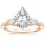 18K Rose Gold Simply Tacori Three Stone Marquise Diamond Ring, smalltop view