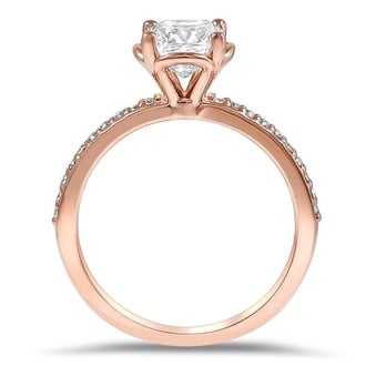 Custom Poppy Basket Shared Prong Diamond Ring