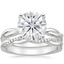 18KW Moissanite Twisted Vine Ring with Petite Twisted Vine Diamond Ring (1/8 ct. tw.), smalltop view
