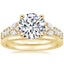 18K Yellow Gold Mireille Diamond Ring (1 ct. tw.) with Petite Comfort Fit Wedding Ring