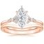 14K Rose Gold Nadia Diamond Ring with Petite Curved Wedding Ring