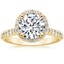 18K Yellow Gold Halo Diamond Ring with Side Stones (1/3 ct. tw.), smalltop view