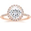 14K Rose Gold Cambria Halo Diamond Ring, smalltop view