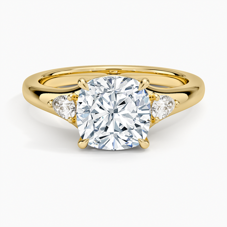 18K Yellow Gold Aria Three Stone Signet Diamond Ring (1/4 ct. tw.)
