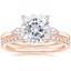 14K Rose Gold Perfect Fit Three Stone Pear Diamond Ring with Luxe Ballad Diamond Ring