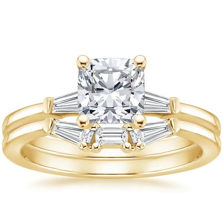 18K Yellow Gold Tapered Baguette Diamond Bridal Set