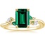18K Yellow Gold Arden Diamond Ring with Lab Emerald Accents, smalltop view