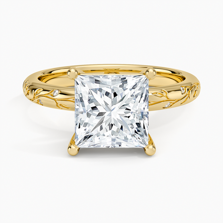 Verdure Engraved Diamond Solitaire Ring