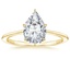 18K Yellow Gold Petite Secret Halo Diamond Ring, smalltop view