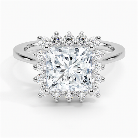 18K White Gold Sunburst Halo Diamond Ring (1/4 ct. tw.)