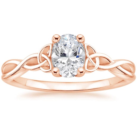 14K Rose Gold Entwined Celtic Love Knot Ring with Celtic Knot Diamond Ring