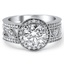 Custom Flora Halo Ring with Milgrain