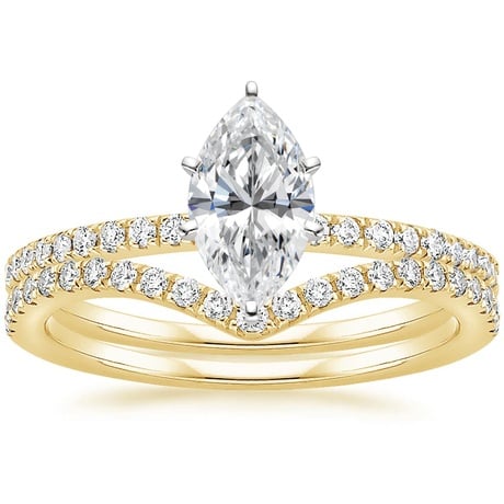 18K Yellow Gold Ballad Diamond Ring (1/8 ct. tw.) with Flair Diamond Ring (1/6 ct. tw.)