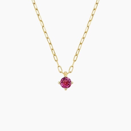 Pink Tourmaline Paperclip Chain Pendant Necklace