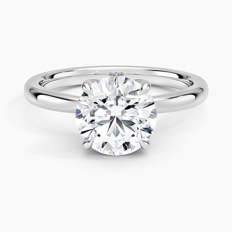 18K White Gold Petal 2mm Solitaire Ring