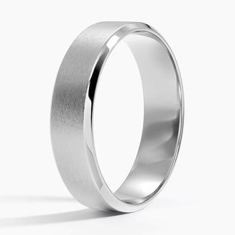 Slim Profile Beveled Edge Matte 5.5mm Wedding Ring in Platinum