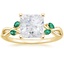 18K Yellow Gold Willow Ring With Lab Emerald Accents, smalltop view