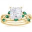 18KY Moissanite Willow Bridal Set With Lab Emerald Accents, smalltop view
