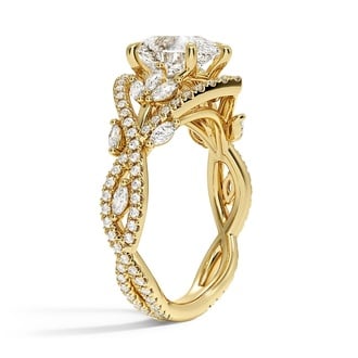 Custom Nature-Inspired Halo Diamond Ring