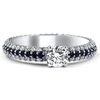 Custom Multi-Row Diamond and Sapphire Milgrained
