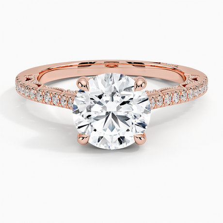 18K Rose Gold Tacori Lunetta Crescent Cathedral Diamond Ring