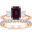 14K Rose Gold Princess Cut Three Stone Diamond Ring with Luxe Sienna Diamond Ring (5/8 ct. tw.)