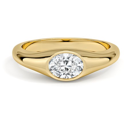 18K Yellow Gold East-West Bezel Solitaire Signet Ring