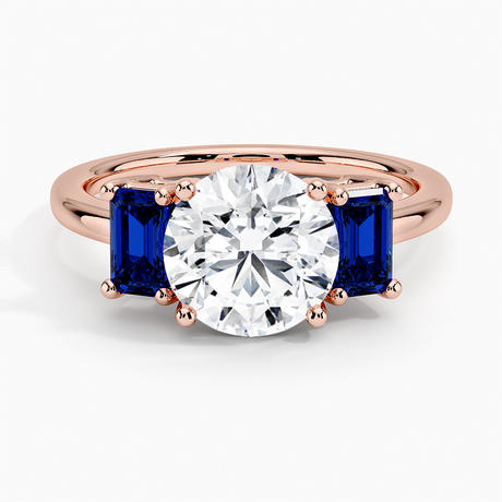 14K Rose Gold Luxe Rhiannon Three Stone Sapphire Ring