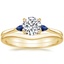 18K Yellow Gold Aria Diamond Ring with Sapphire Accents with Petite Curved Wedding Ring