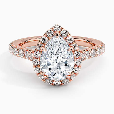 14K Rose Gold Sienna Halo Half Coverage Diamond Ring