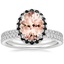 18KW Morganite Waverly Diamond Ring with Black Diamond Accents with Luxe Ballad Diamond Ring, smalltop view